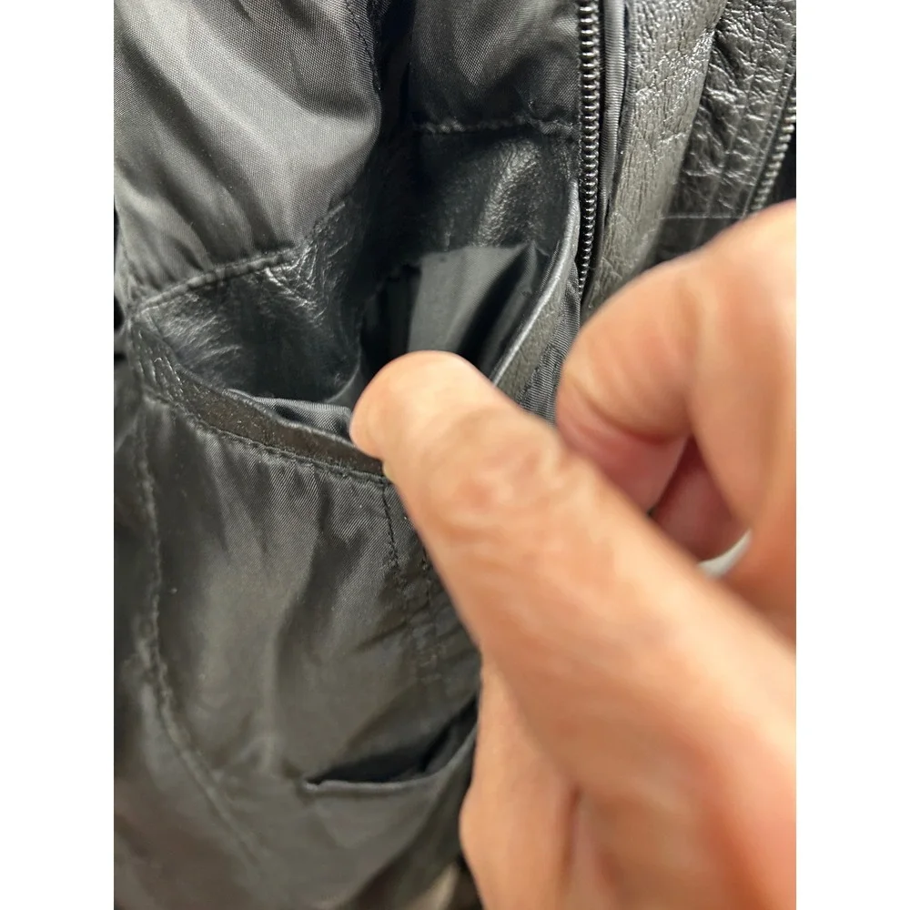 Phase Two Leather‎ Jacket Mens XL Black Zip Front Heavy Utility Coat 4 lbs